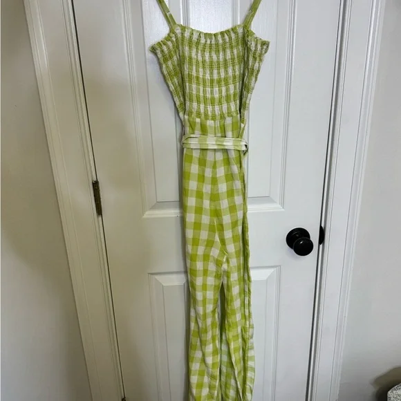 House of Harlow xs Green Gingham Jumpsuit - Picture 7 of 7